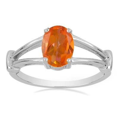 BUY STERLING SILVER NATURAL PADPARADSCHA QUARTZ SINGLE STONE RING